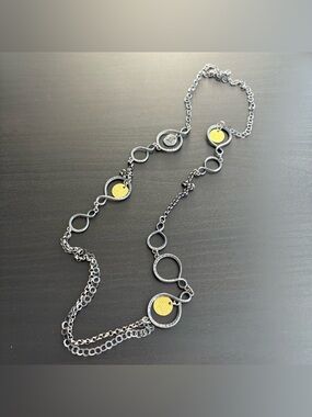 Silpada Oxidized Sterling Silver with Bronze Disks Long Necklace